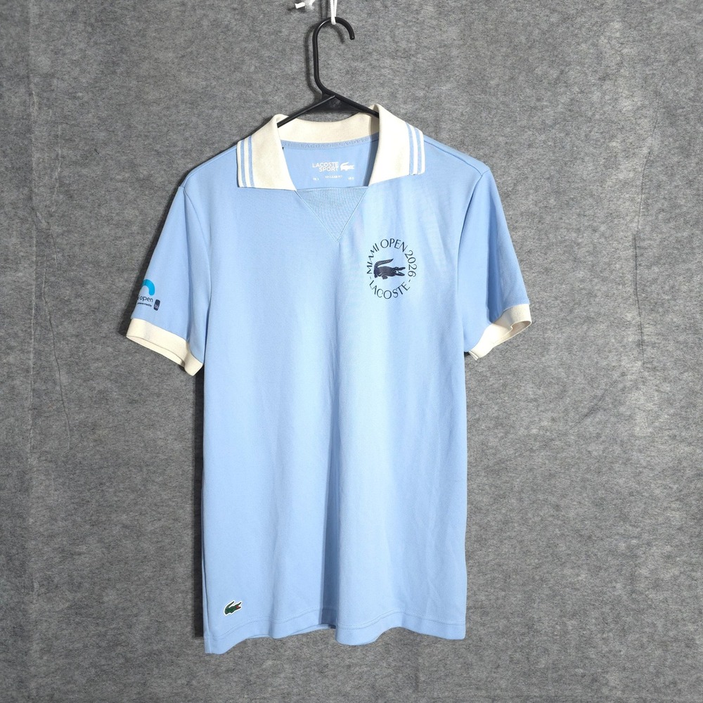 Lacoste Sport Miami Open 2026 Polo Mens Small Blue Regular Fit Ultra Dry Graphic